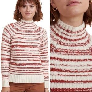 Marine Layer Amy Mock Neck Wool Blend Chunky Knit Sweater Marl Stripe Size Small